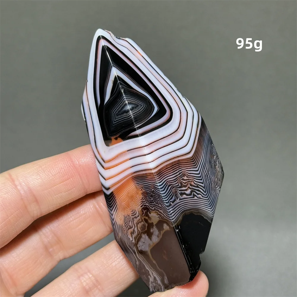 عينة معدنية طبيعية من العقيق الأسود المخطط غير منتظمة متعددة السطوح للتأمل والسحر مجموعة الطاقة هدية تزيين المنزل #3
