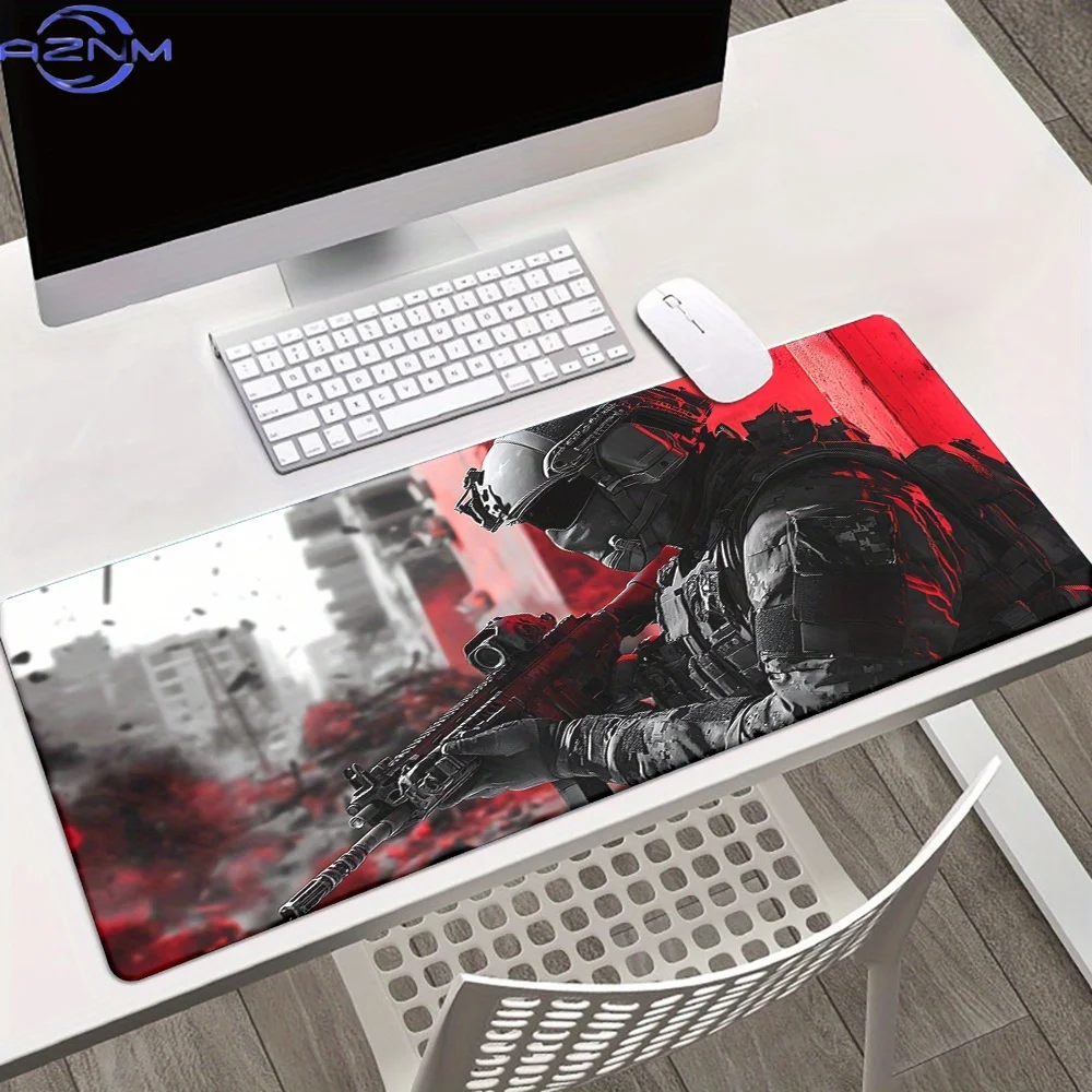 Red Gun Handsome Soldier Large Mouse Pad 900x400MM Anti-Slip Rubber Desk Mat for keyboard pad PC Laptop Office gaming Accessory