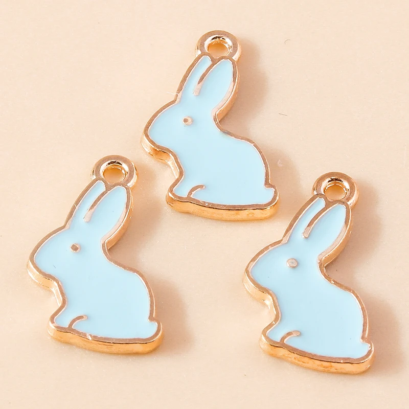 10pcs Enamel Mini Rabbit Charms for DIY Jewelry Making