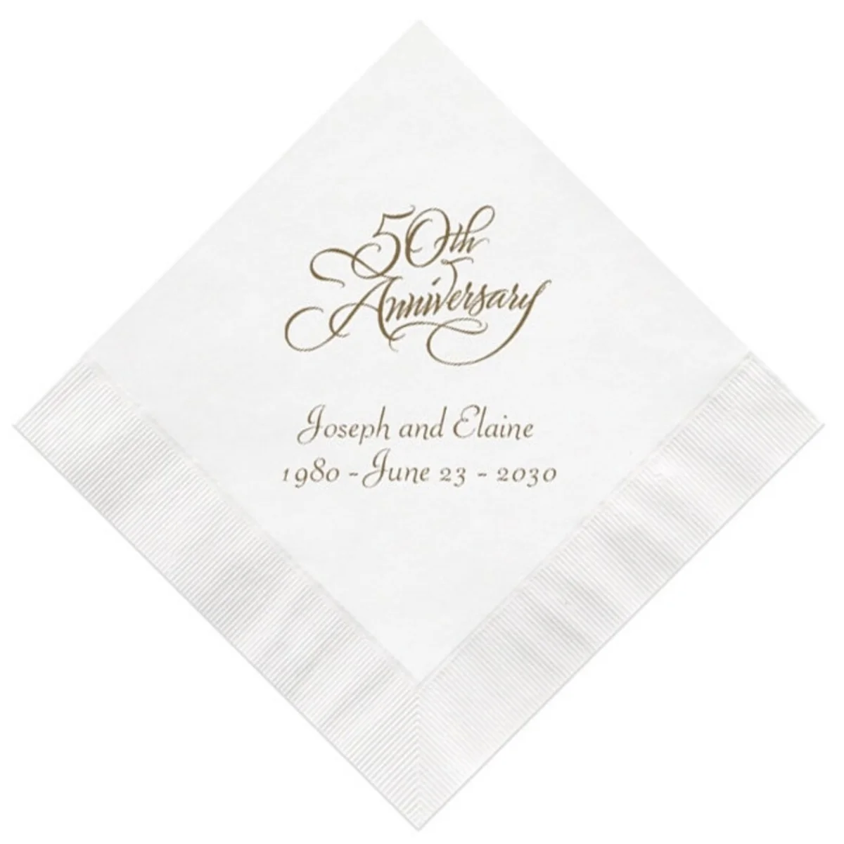 

50pcs Scripty 50th Golden Wedding Anniversary Napkins Personalized Set of 50 Decorations Party Supplies USA