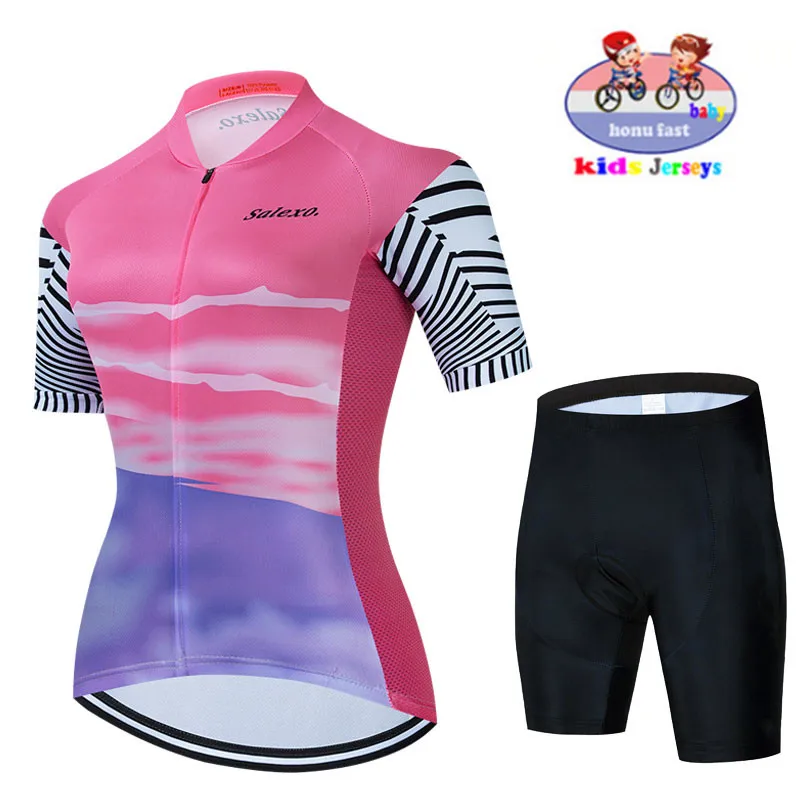 2023 New Baby Breathable Kids Cycling Jersey Set Cushion Shorts Breathable Children Bike Clothing Boys Girls Summer Bicycle Kit