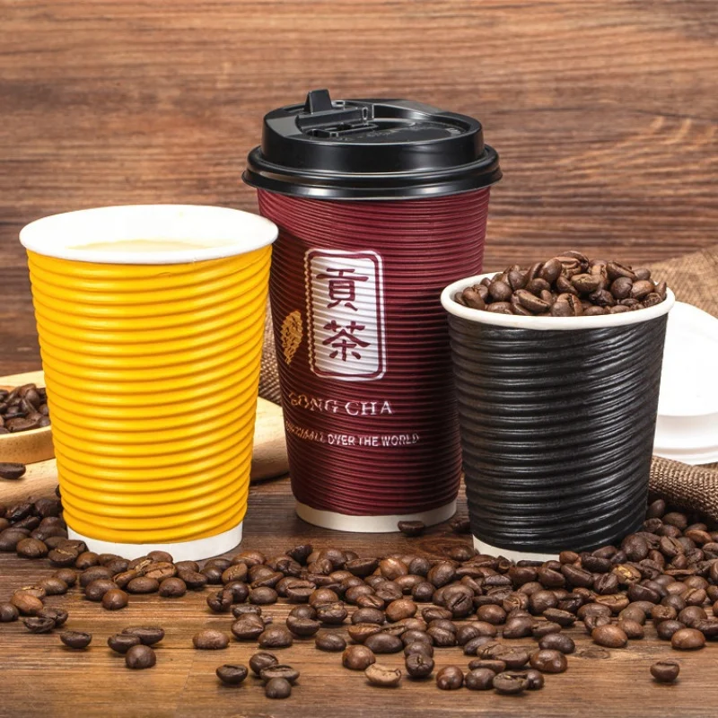 custom.Custom Printed 8oz Double Wall Paper Cups Hot Drinks Embossed Coffee Cups