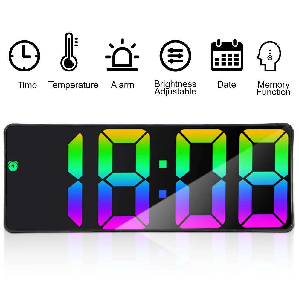 12/24 Hours Voice Control Temperature Dual Snooze LED Alarm Clock Electronic Student Digital Clock Table Desk Clock