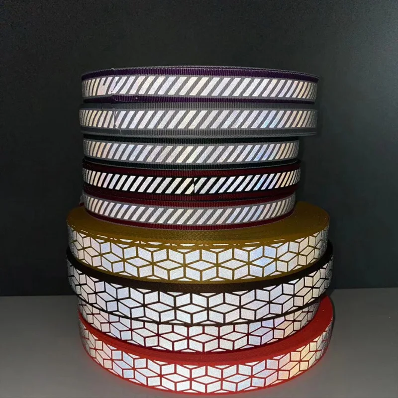 2.5CM Width Polyester Reflective Webbing Ribbon DIY Fabric Strips for Garment Handmade Sewing Crafts