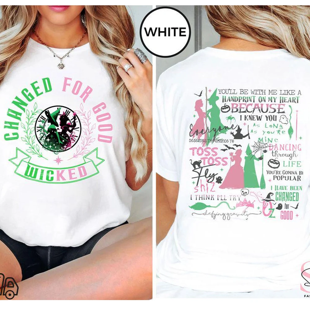 شريرة معًا نحن قمصان مريحة غير محدودة تتحدى الجاذبية المكنسة عصا سحرية تي شيرت معالج الفيلم مروحة تي شيرت Y2K ملابس الشارع الشهير #2