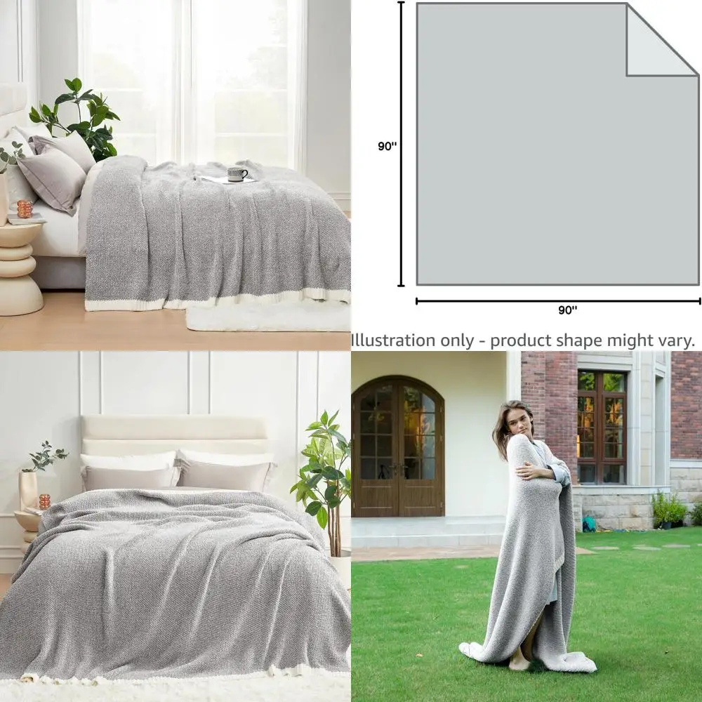 

Luxurious Heather Grey Microfiber Blanket, Super Soft and Warm, 90x90 for Bed and Living Room