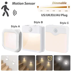 Motion Sensor Night Light Wireless LED Sensor Lamp US EU UK AU Plug Dimmable Sensor Night Lamp for Bedroom Night Lighting