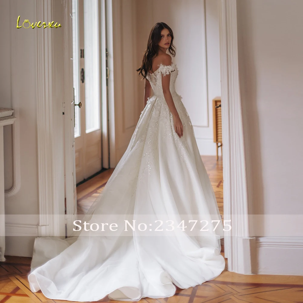 Loverxu A-Line Graceful Wedding Dresses 2024 Sweetheart Off The Shoulder Vestido De Novia Lace Embroidery Flowers Robe De Mariee