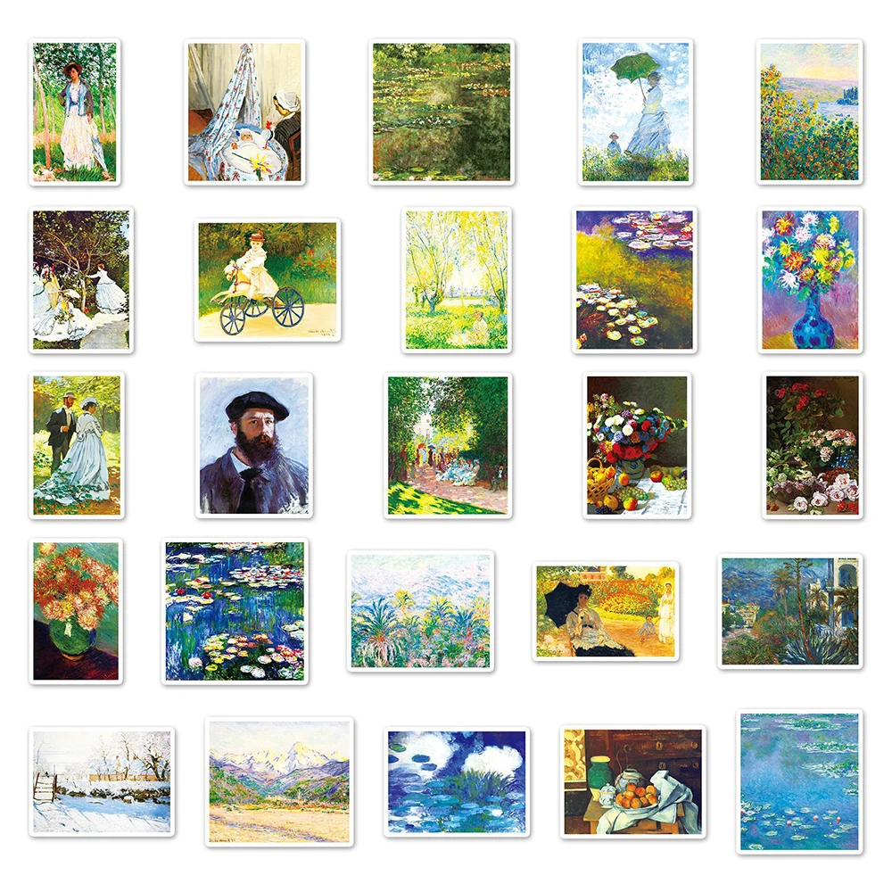 10/30/50PCS Artist Monet Oil Painting Stickers Aesthetic DIY Luggage Guitar Fridge Laptop Diary Graffiti Kids Sticker Toy Decals