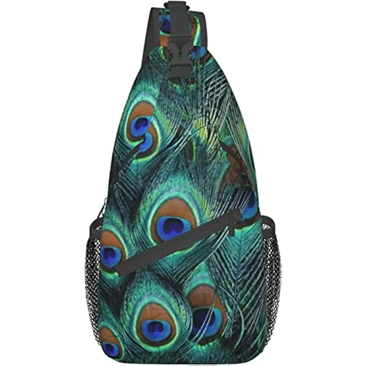 Peacock Feather Sling Bag Crossbody Backpack Hiking Travel Daypack Chest Bag Shoulder Bag for Women Men