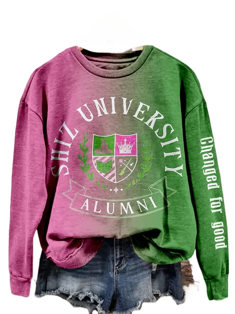 شريرة تم تغييرها للساحرة الطيبة والأميرة التباين التدرج Crewneck البلوز رجل/امرأة المشجعين بلوزات مطبوعة ملابس كاجوال