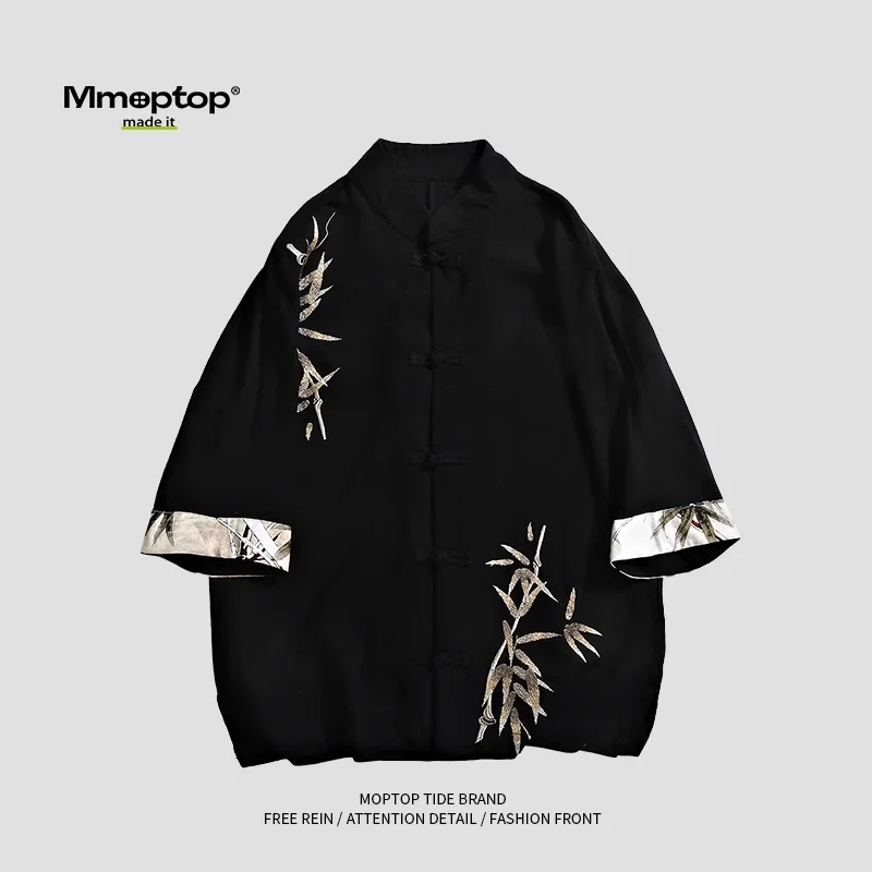 

Льняная рубашка с коротким рукавом, мужская новая рубашка в китайском стиле на пуговицах с коротким рукавом, костюм Тан, осень-лето, рубашка в китайском стиле с пятью точками