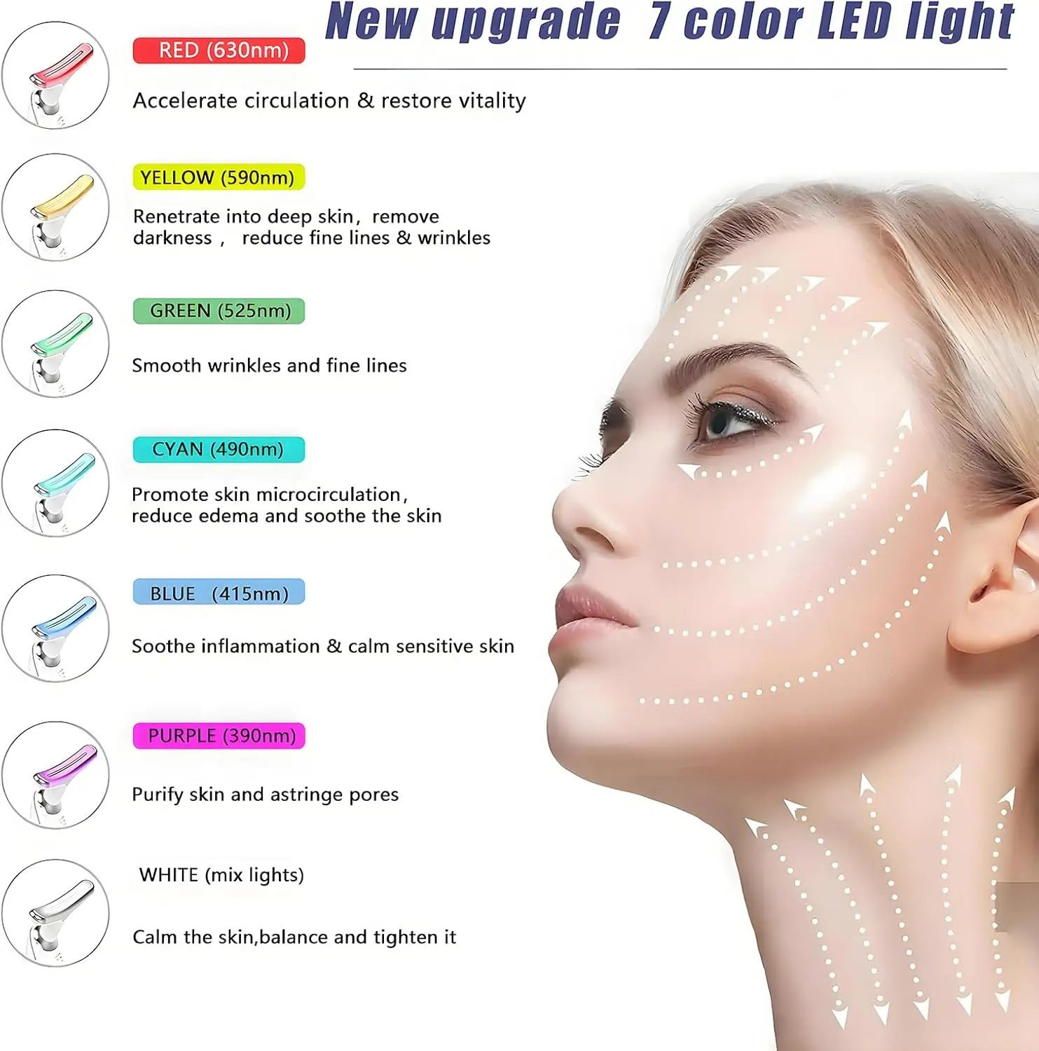 Facial and Neck Massager Red Light for Face Beauty 7 in 1 Color Led Facial Sculptor Device Neck Chin Sculptor Lifting Device