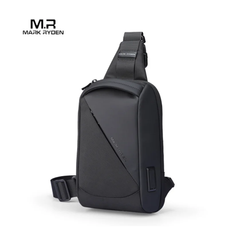 Mark Ryden Men's Chest Bag, Cycling Bag, Casual and High-End Travel Waist Bag, Single Shoulder Crossbody USB Charging Bag