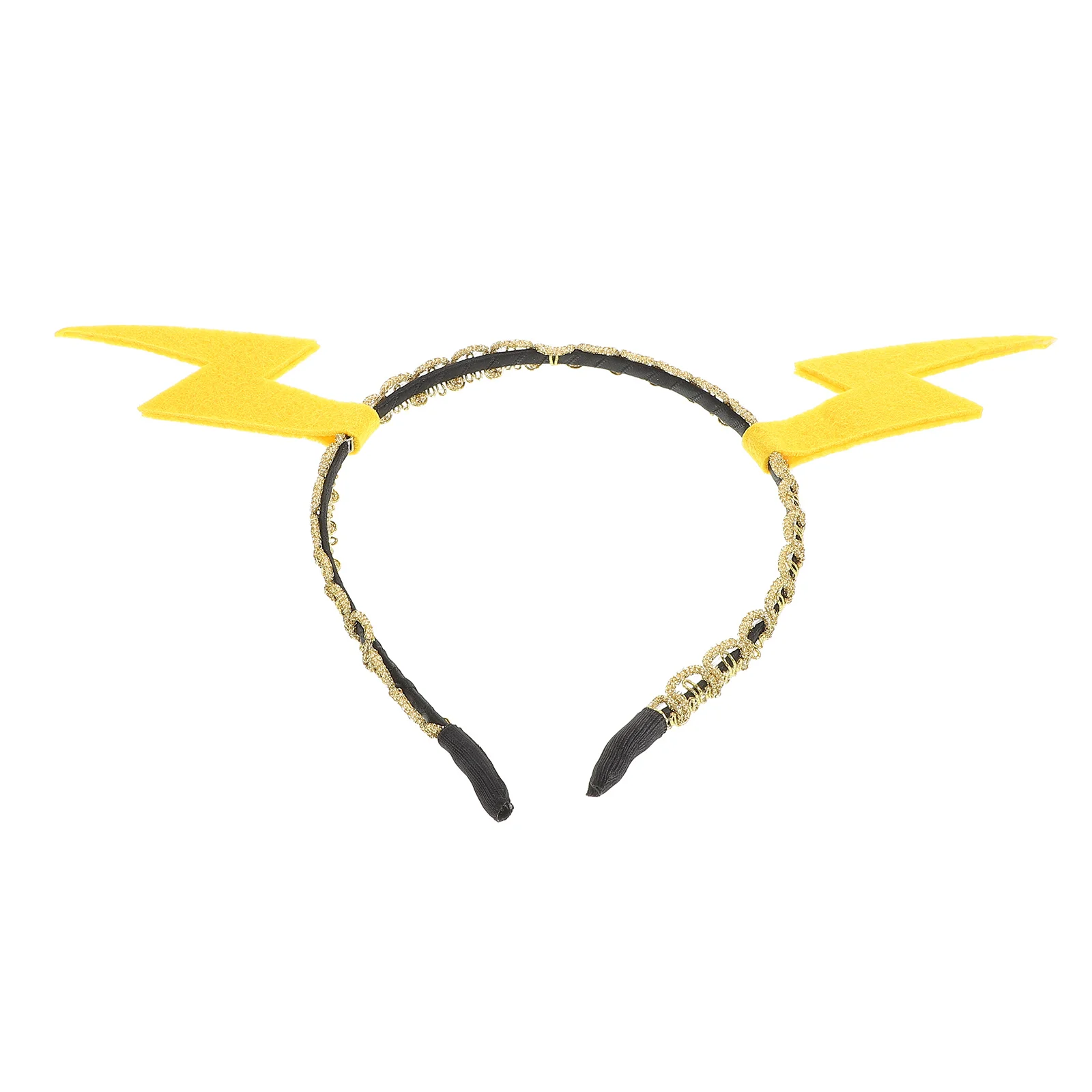 

Hairband Trendy Headband for Party Christmas Headdress Adjustable Size Yellow Felt Golden Lace Comfortable Photo Props