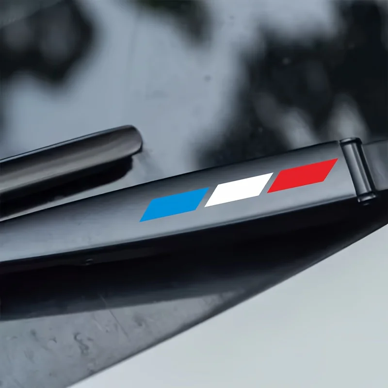 2pcs Blue White Red Racing Stripe Vinyl Sticker Waterproof Car Windshield Wiper Body Motorcycle Helmet Decal JDM Styling