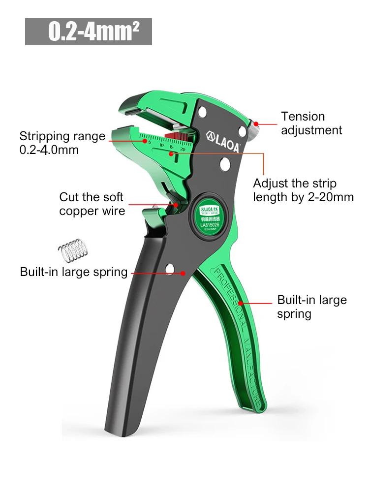Professionele automatische draadstriptang Multifunctionele snelle draadsnijtang Elektricientang