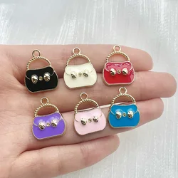 10Pcs Enamel Coloured Handbag Shape Pendants Diy Necklace Bracelet Earring Charms For Jewellery Making Keychain Accessories