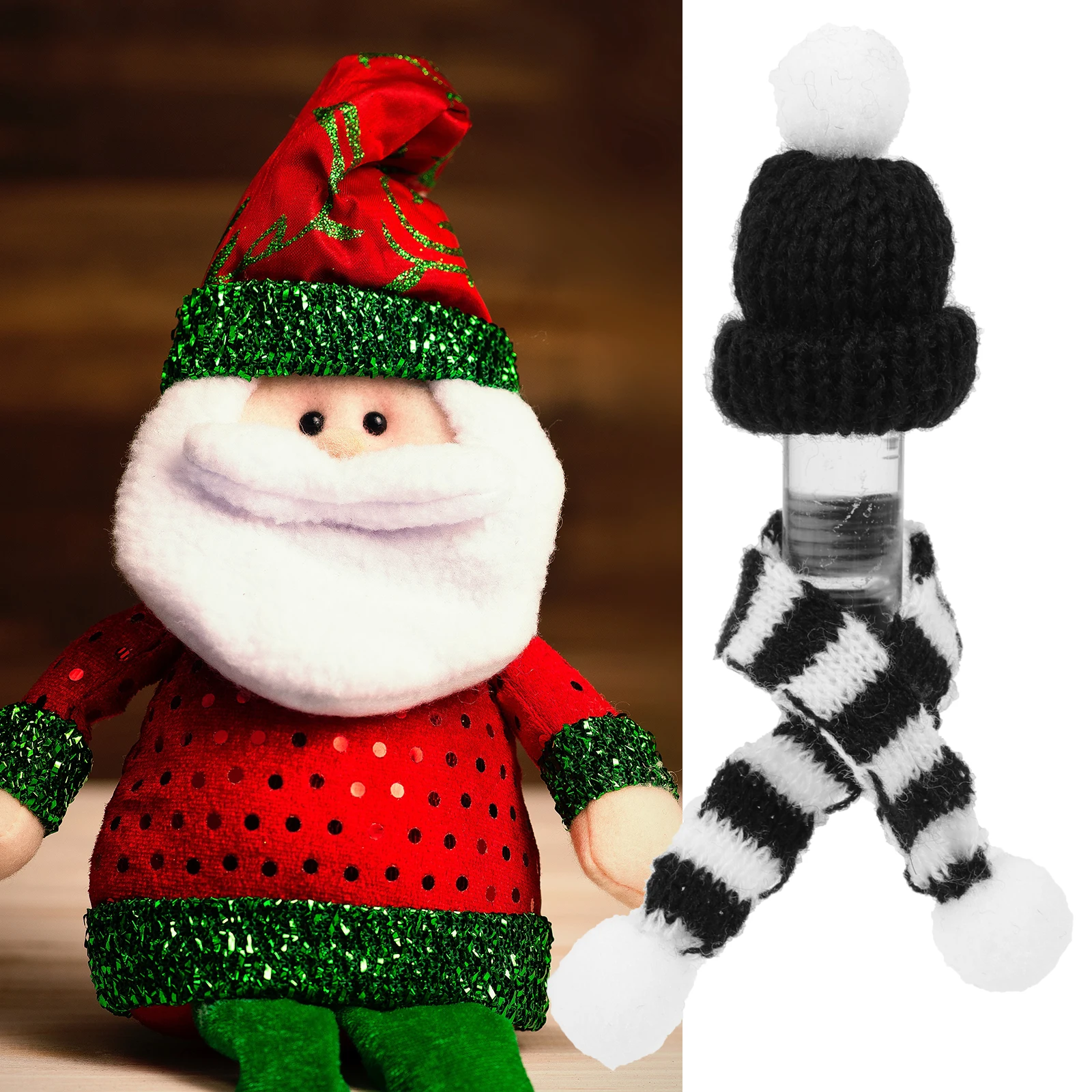 

Wool Hat Scarf Set Mini Hats and Scarves for Crafts Bottle Scarfs Holiday Christmas Ornament