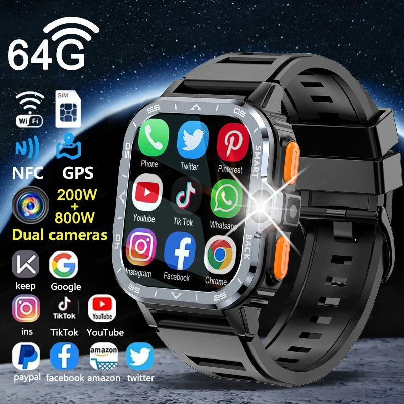 

New 4G LTE Smart Watch Huawei IOS Built-in GPS Combines Video Voice Wi-Fi Calls Messaging HD Dual Cameras Play Store Smartwatch