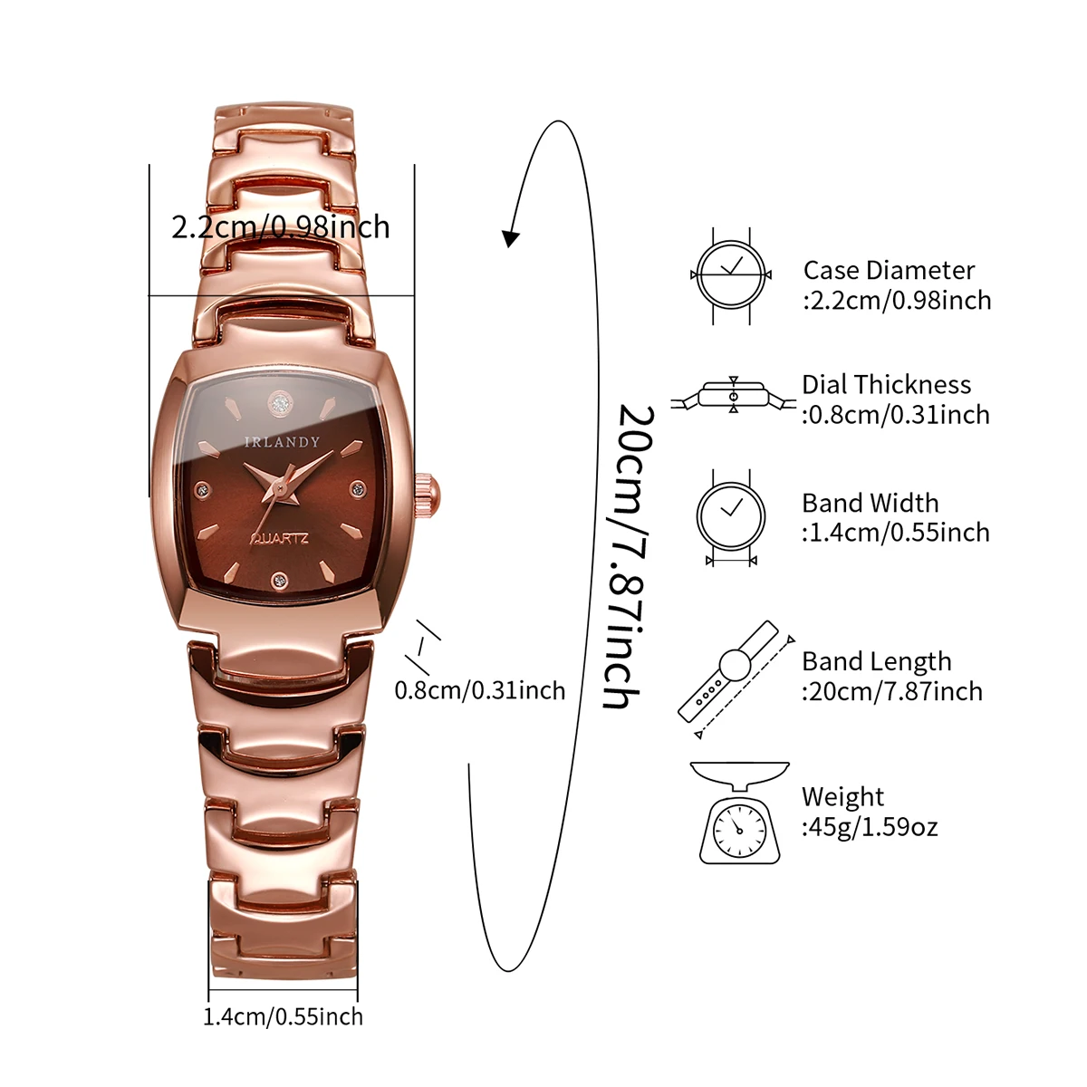 Elegant Square Analog Quartz Watch for Ladies