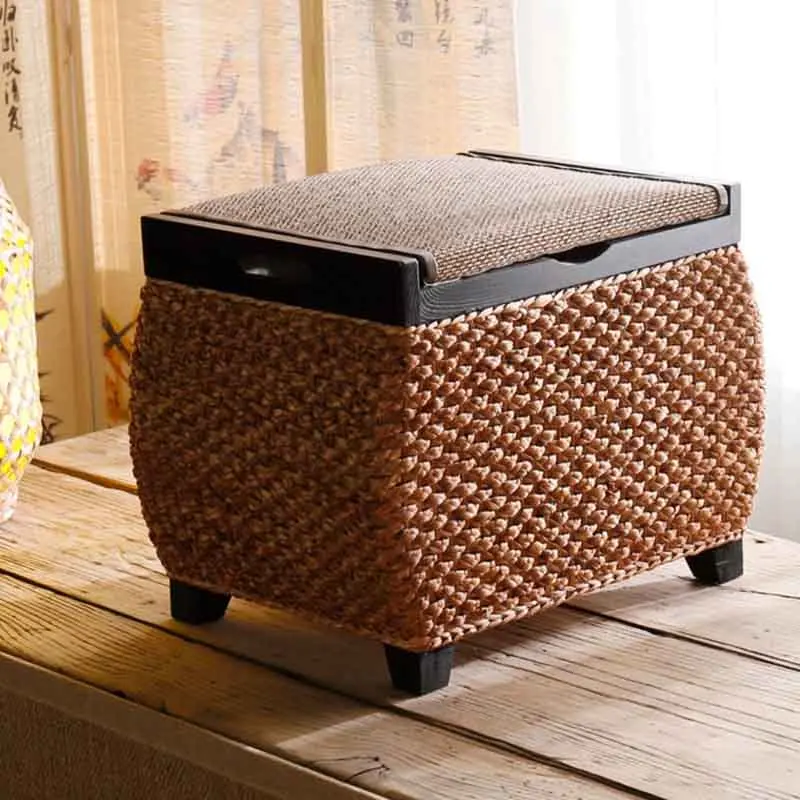 

Rattan Stool, Creative Storage Stool, Weaving Stool Chair, Change Shoe Stool, Footstool, Mobile Seat, Home Furniture, Customized