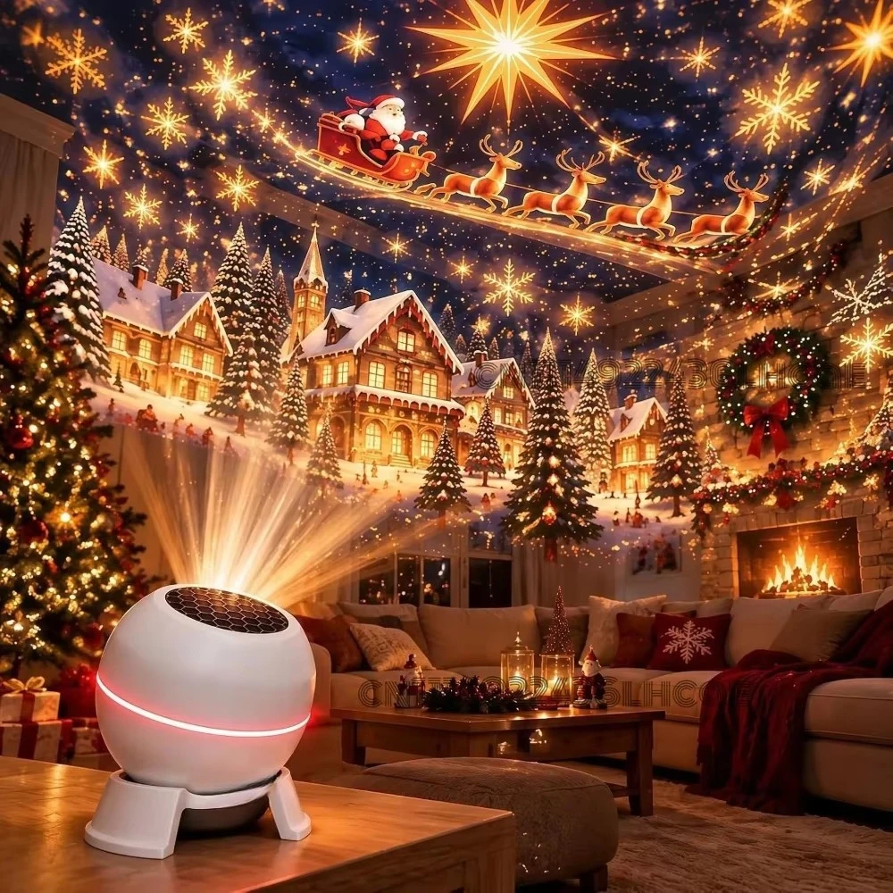 Magical Christmas Projection Night Light,USB Christmas Projector Indoor,Magical Christmas Projection Night Light Holiday Room