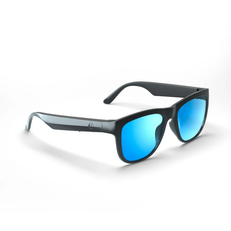 Schwarze Bluetooth-Audio-Sonnenbrille für UV-Schutz mit integrierten Ohrhörern-Smart Eyewear