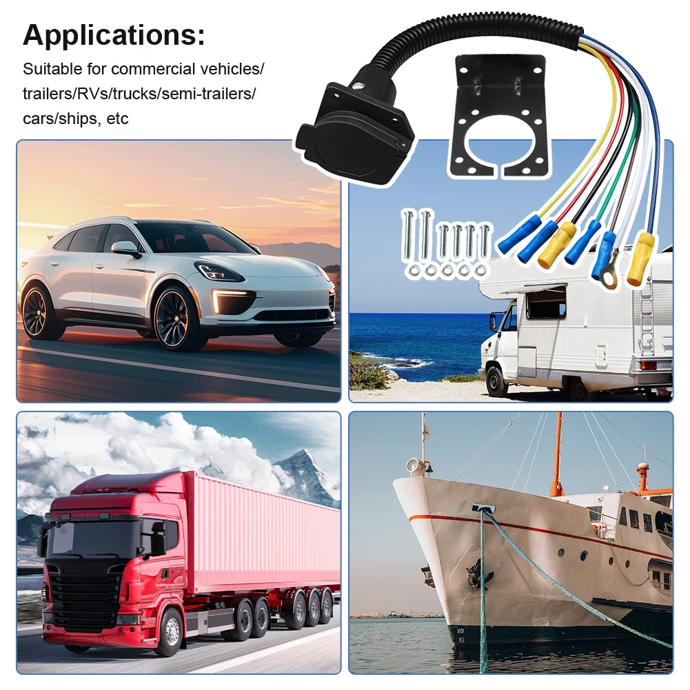 السيارات الأمريكية موصل متعدد الوظائف مقطورة تمديد قابس كوابل مجمعة الصدأ برهان 7 طريقة أنثى نهاية مقطورة المقبس اكسسوارات السيارات