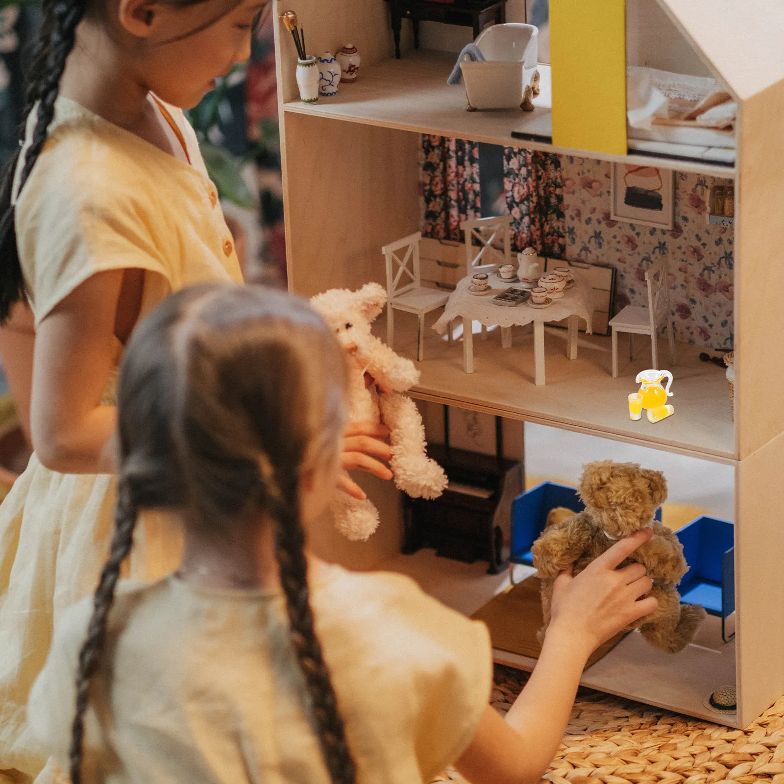 

1Set Mini Glass Pitcher Cup Set Miniature Kitchen Accessories Dollhouse Accessories Tiny House Decoration Miniature Glass Kettle