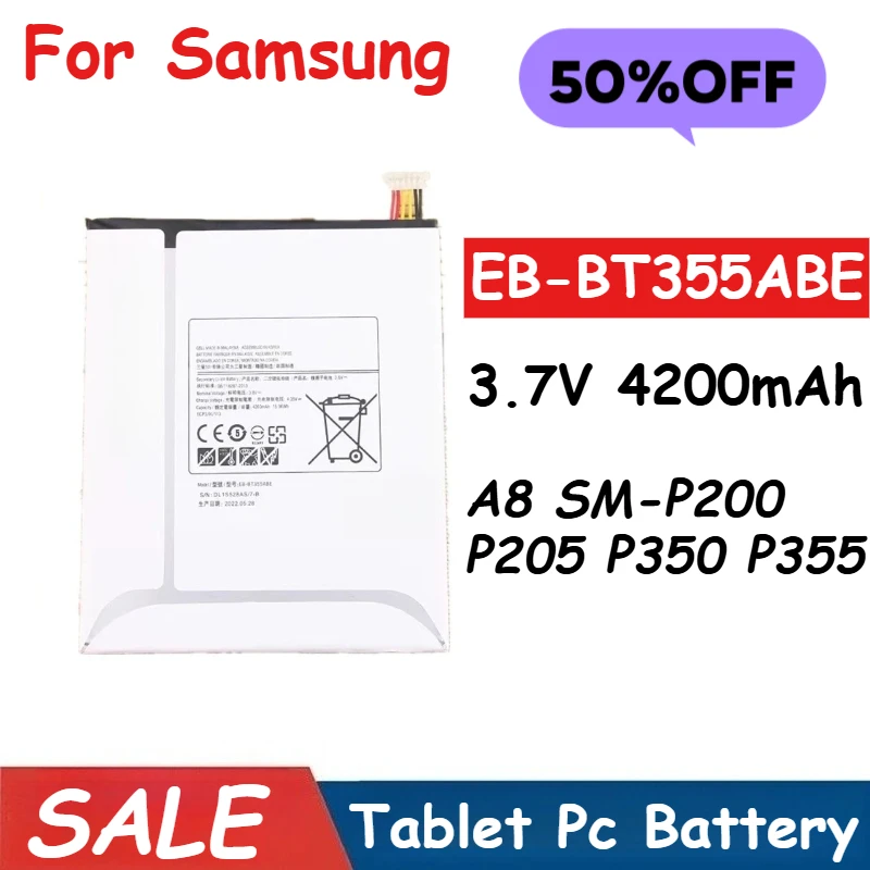 بطارية الكمبيوتر اللوحي 3.7 فولت 4200 مللي أمبير EB-BT355ABE لأجهزة سامسونج جالاكسي تاب A8 SM-P200 P205 P350 P355 بطارية بديلة جديدة عالية الجودة #1