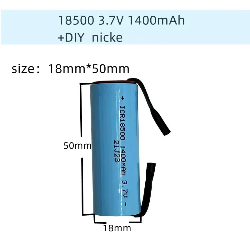 Batterie Li-Ion Rechargeable 18500, 3.7V 1400mAh, légère et de grande capacité, + feuille de Nickel à faire soi-même