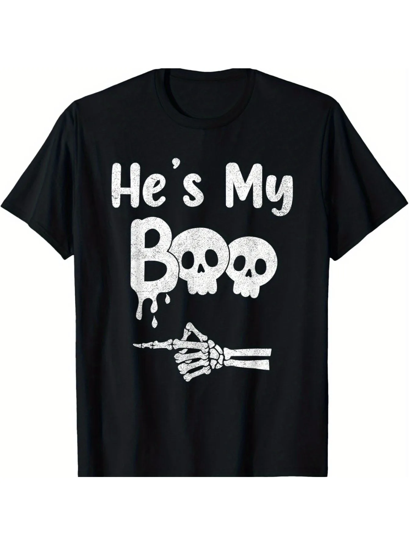 

He'S My Baby Skull T-Shirt - Unisex Street Style, Cotton Short Sleeve, Soft Breathable Casual Crew Neck