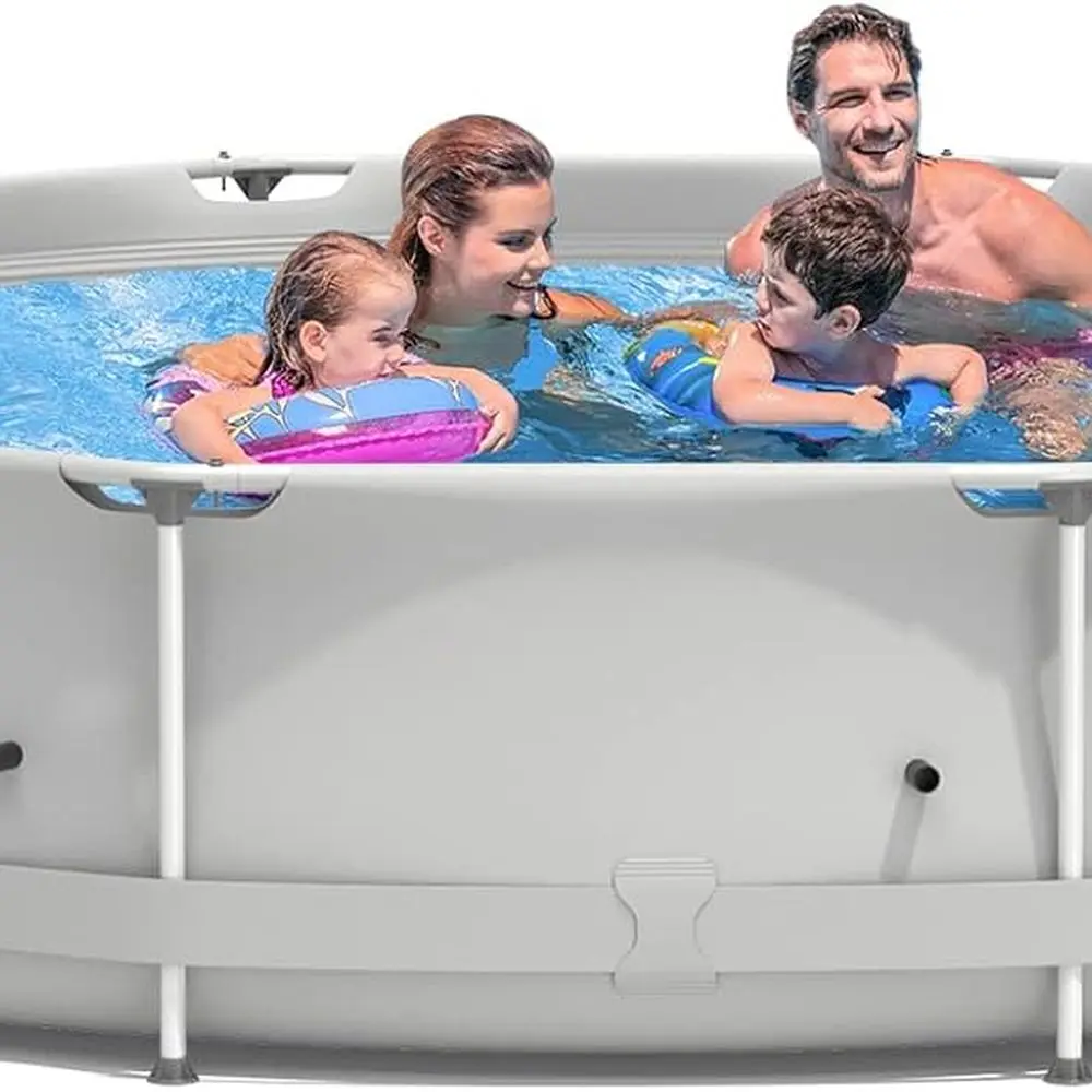 Piscina sobre el suelo con estructura de acero de 12 pies x 31,5 pulgadas con cubierta, piscina duradera para patio trasero