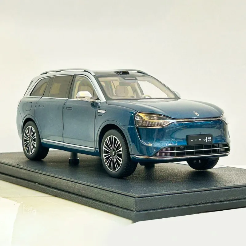Modelo de coche de simulación de aleación AITO M9, decoración SERES SUV, réplica de metal fundido a presión, regalo para niños, coleccionable para adultos, azul, negro, 1:18
