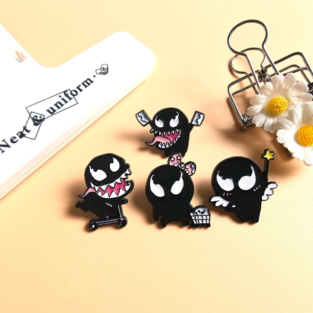 Venoms Enamel Pins New Toys Gift Anime Action Figures Brooch Kids Fashion Clothes Badge Bags Decoration Children Cosplay Classic