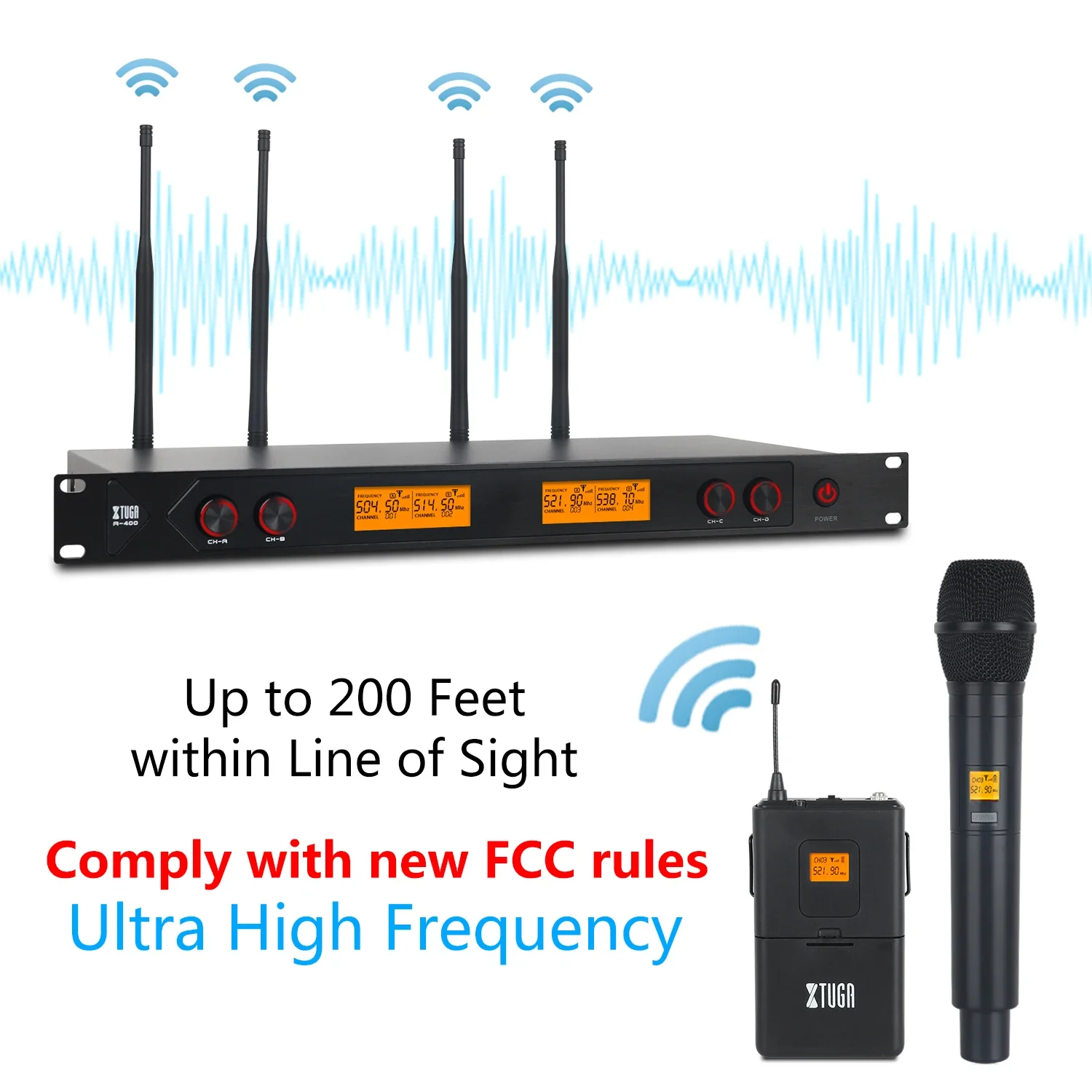 A400 Professional Portable UHF Wireless Microphone Dynamic LED Display Lapel Mic For Kids Church And Stage Karaoke Use