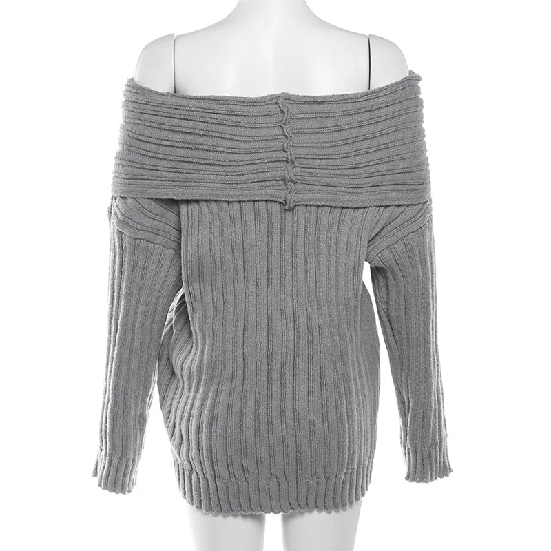 2023 new autumn fashion temperament sexy one-line collar long-sleeved backless loose slim knitted top club clothing Vestidos