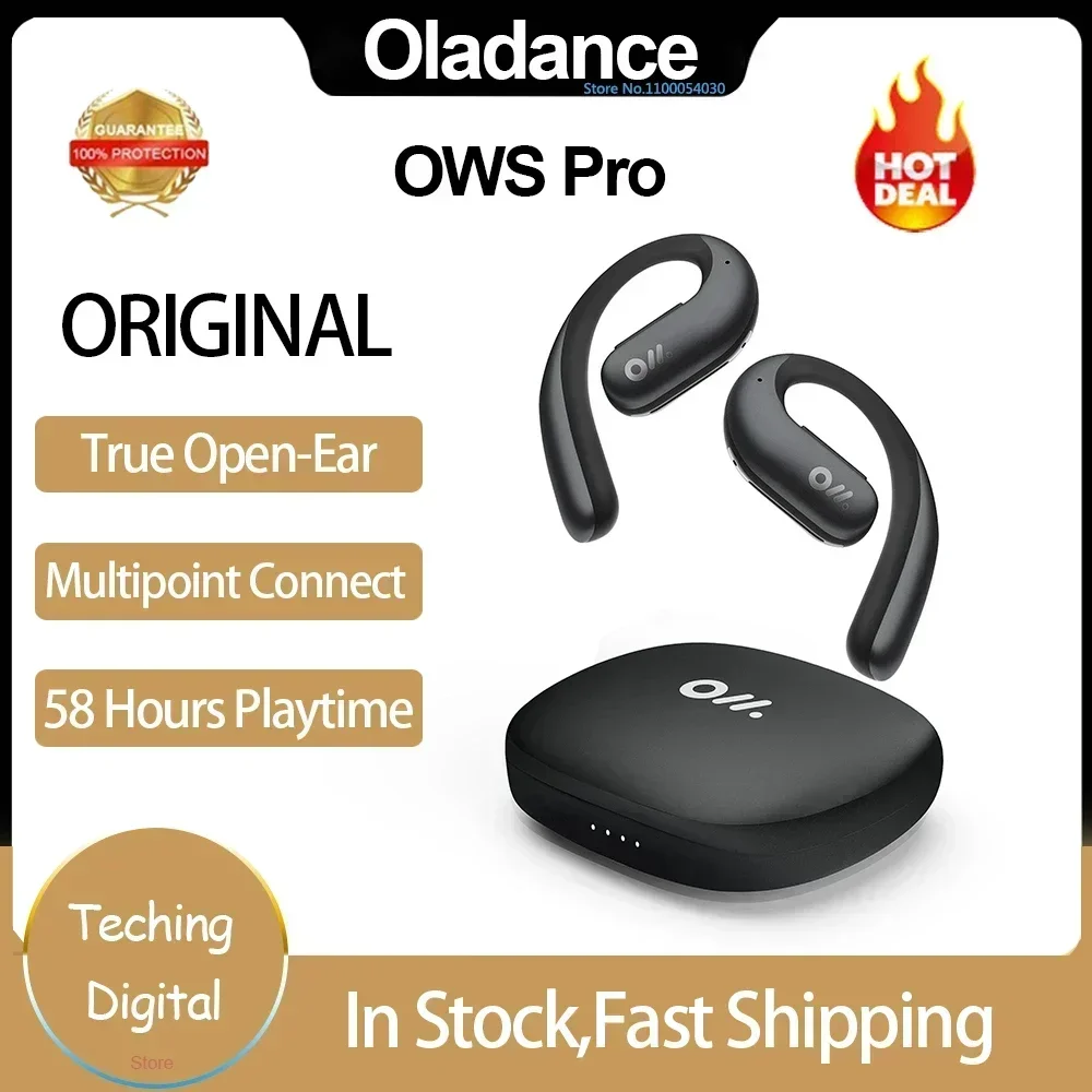 Oladance OWS Pro Open Ear Bluetooth Headphones with Multipoint Connection,Charging Case Included, Android & IPhone Compatible