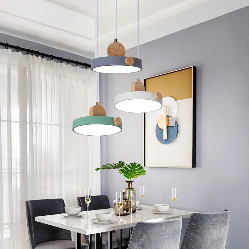 Nordic Macaron Colour Creative LED Pendant Light Living Room Bedroom Dining Room Bar Bedside Chandelier