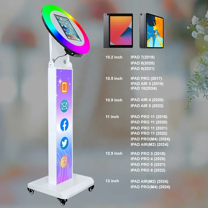 2026 Portable Digital Photo Booth Kiosk Black White Color Photo Booth Machine Wedding Party Selfie IPad Photo Booth For Sale