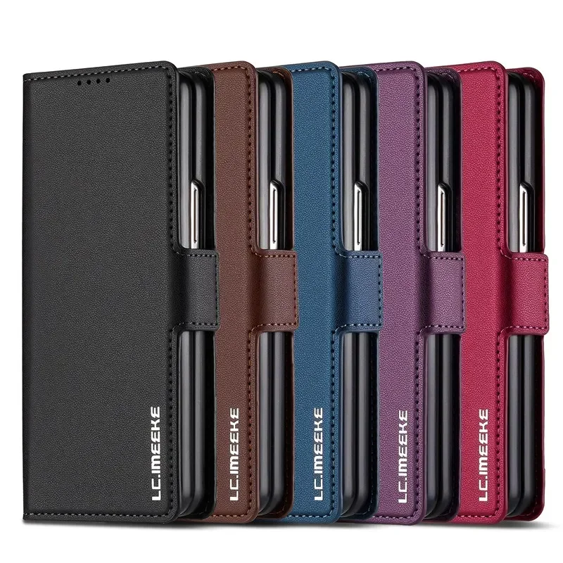 Magnetic Flip Leather Phone Case for Samsung Galaxy Z Fold 6 5 4 3 5G Fold6 Fold5 Fold4 Wallet Card Cover Etui Coque