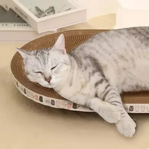 새로운 1pc 고양이 Scratcher 골판지 고양이 스크레이퍼 고양이를위한 둥근 타원형 연삭 발톱 장난감 내마 모성 고양이 침대 둥지 새끼 고양이 장난감