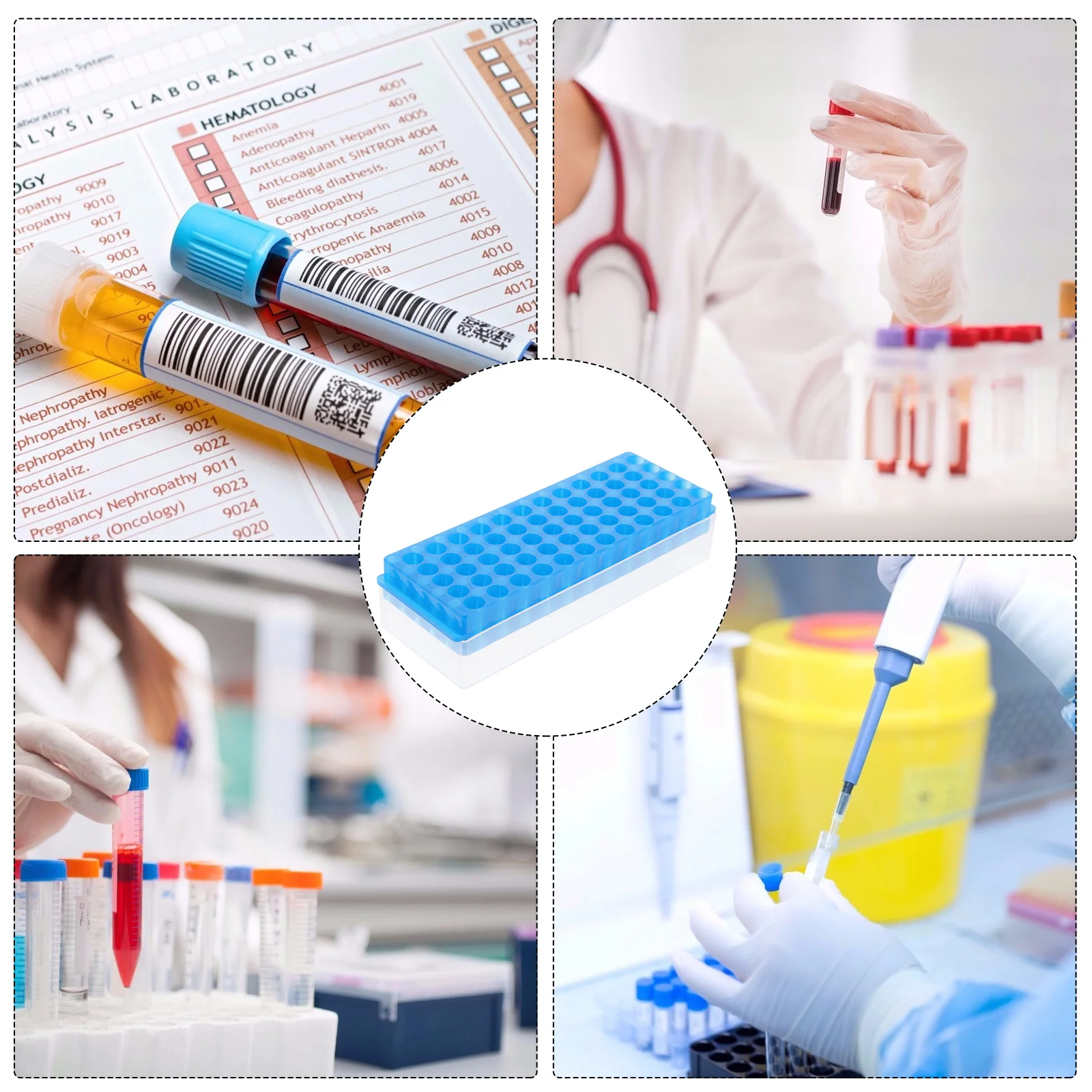 

1Pcs Test Tube Rack Plastic Laboratory Holder Tube Stand 60-Hole Organizer for 5ml 15ml Tubes Laboratory Tool