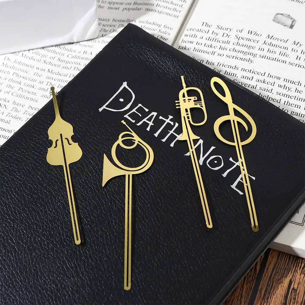 Musical Instruments Bookmark Stationery Metal Gold Kawaii Cute Violin Book Markers School Supplies Labels Indexes Stamps