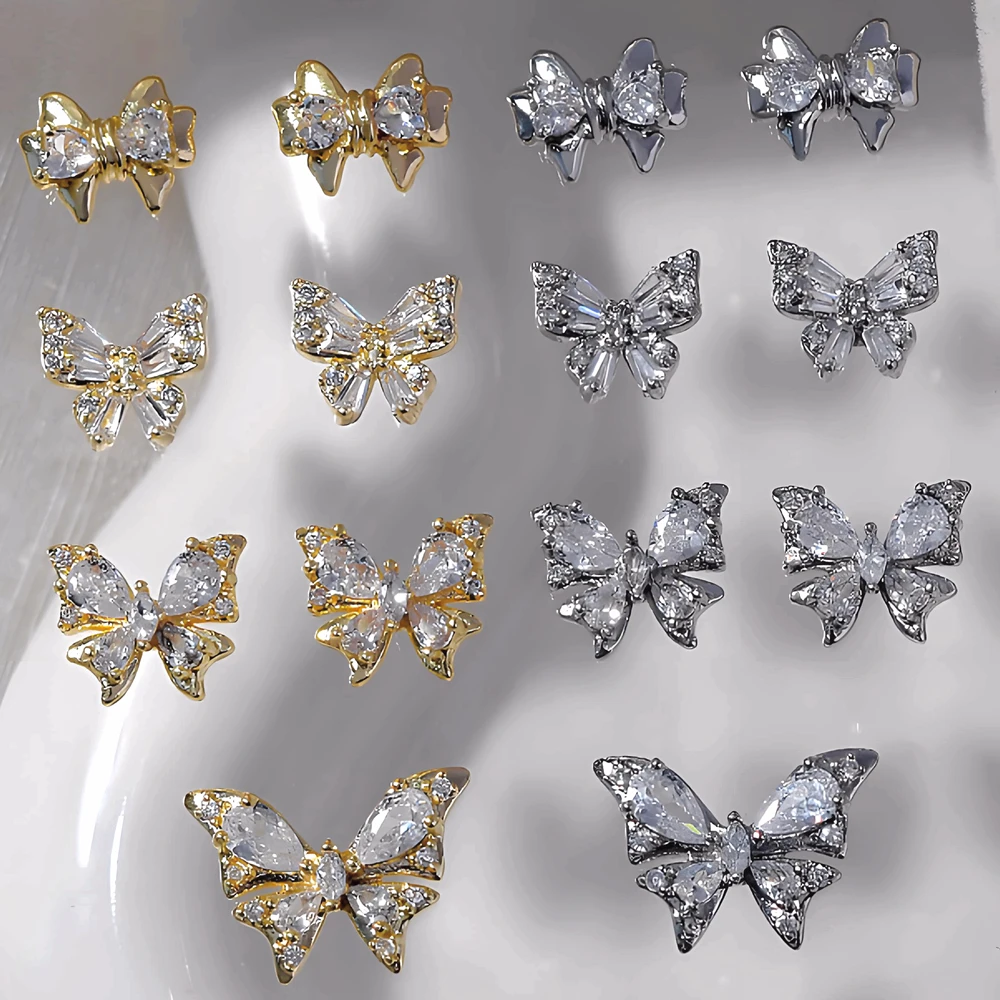 

5PCS 3D Luxury Alloy Nail Art Decoration Zircon Butterfly Crystal Rhinestone Jewelry Accessories For Manicure Nails Supplies