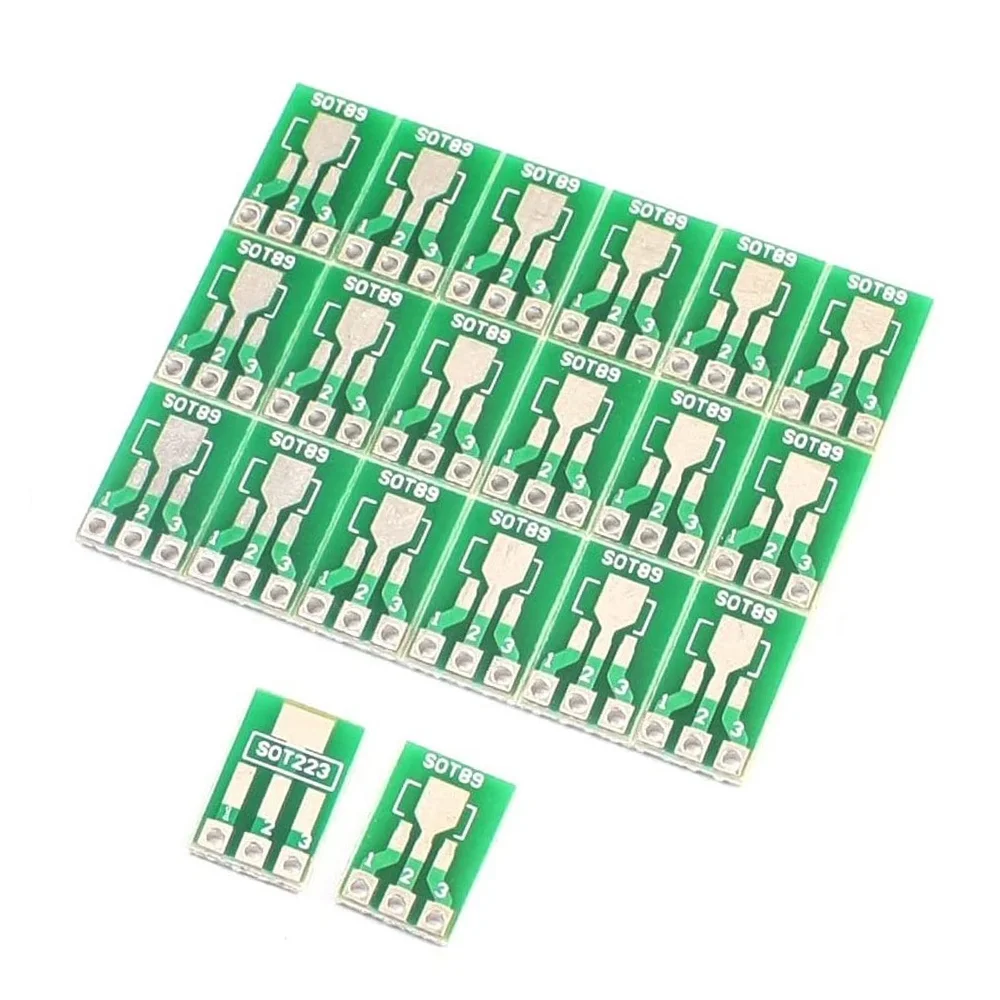 YANA50I 20Pcs SOT89 SOT223 To DIP PCB Transfer Board Pin Adapter Converter Double Sides 1.5Mm 2.3Mm To 2.54Mm Pin Pitch Pinboard