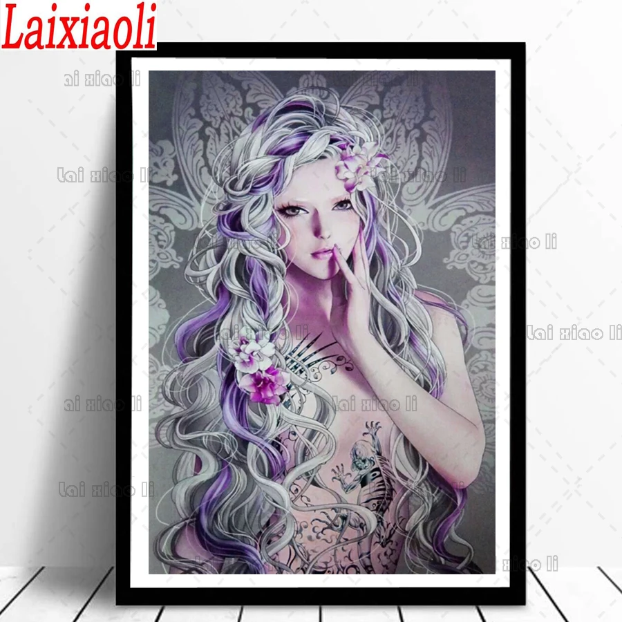 Elegant woman 5D DIY diamond painting Domineering tattoo girl,cross stitch full square round diamond Emeroidery mosaic decor art