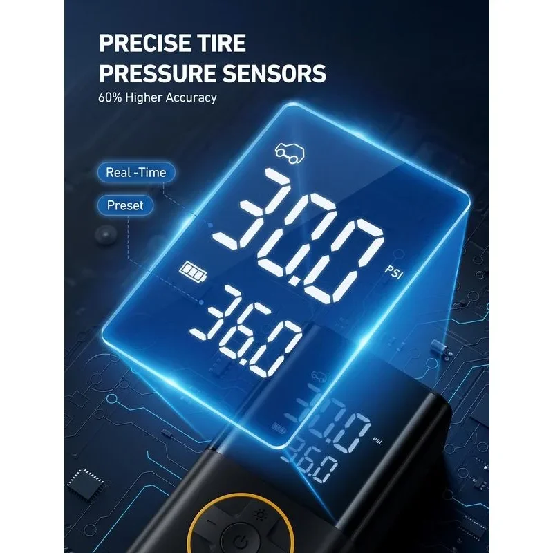 Compressor de ar inflador de pneus sem fio AstroAI L7 com display digital de valores, bomba de ar de 150 PSI para carros, motocicletas, bicicletas, bolas