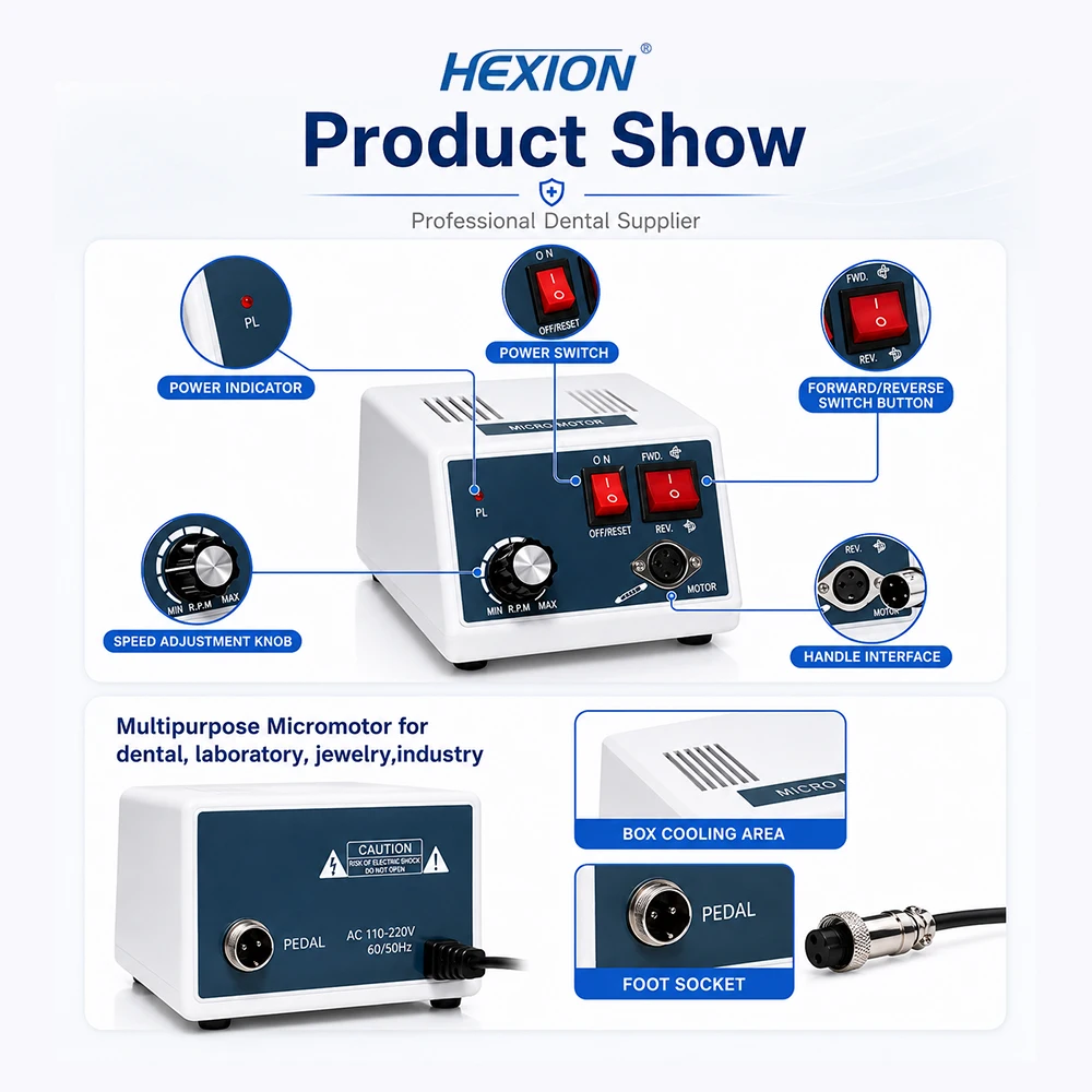 HEXION Marathon Dental Lab Micromotor Handpiece 18/102/204, 35000 RPM Dental Grinder, Manicure Polishing Handpiece